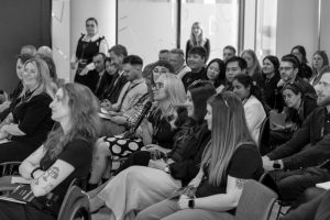 The crowd at the VICTVS Conference 2026 in black and white